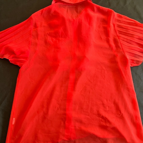 Red Zara Vibrant Pleated Blouse - Picture 5 of 6